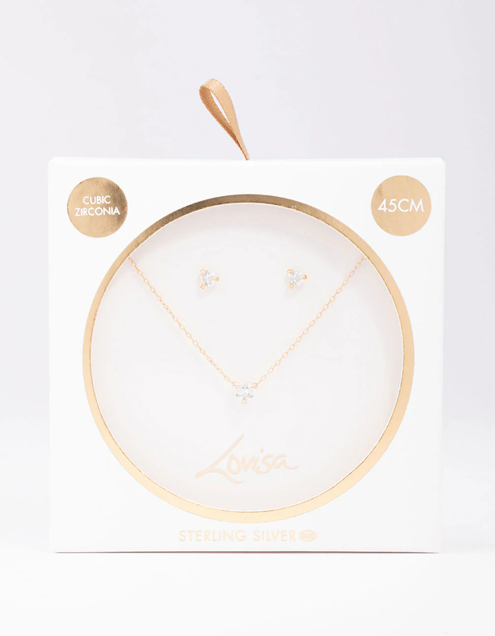 Gold Plated Sterling Silver Cubic Zirconia Heart Jewellery Set - Image 3