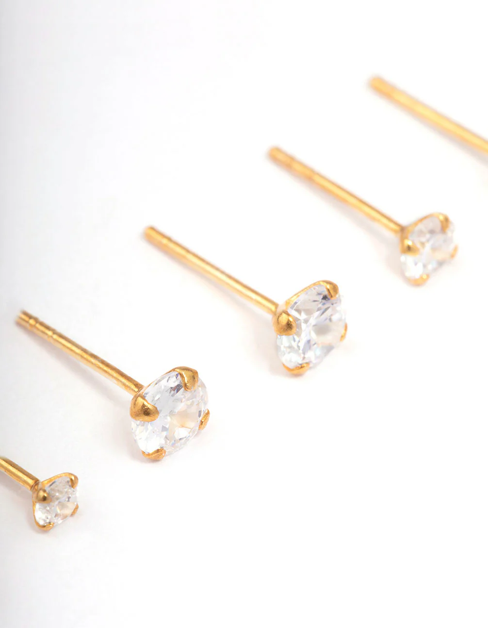 Gold Plated Sterling Silver Crystal Cubic Zirconia Earring 3-Pack - Image 3
