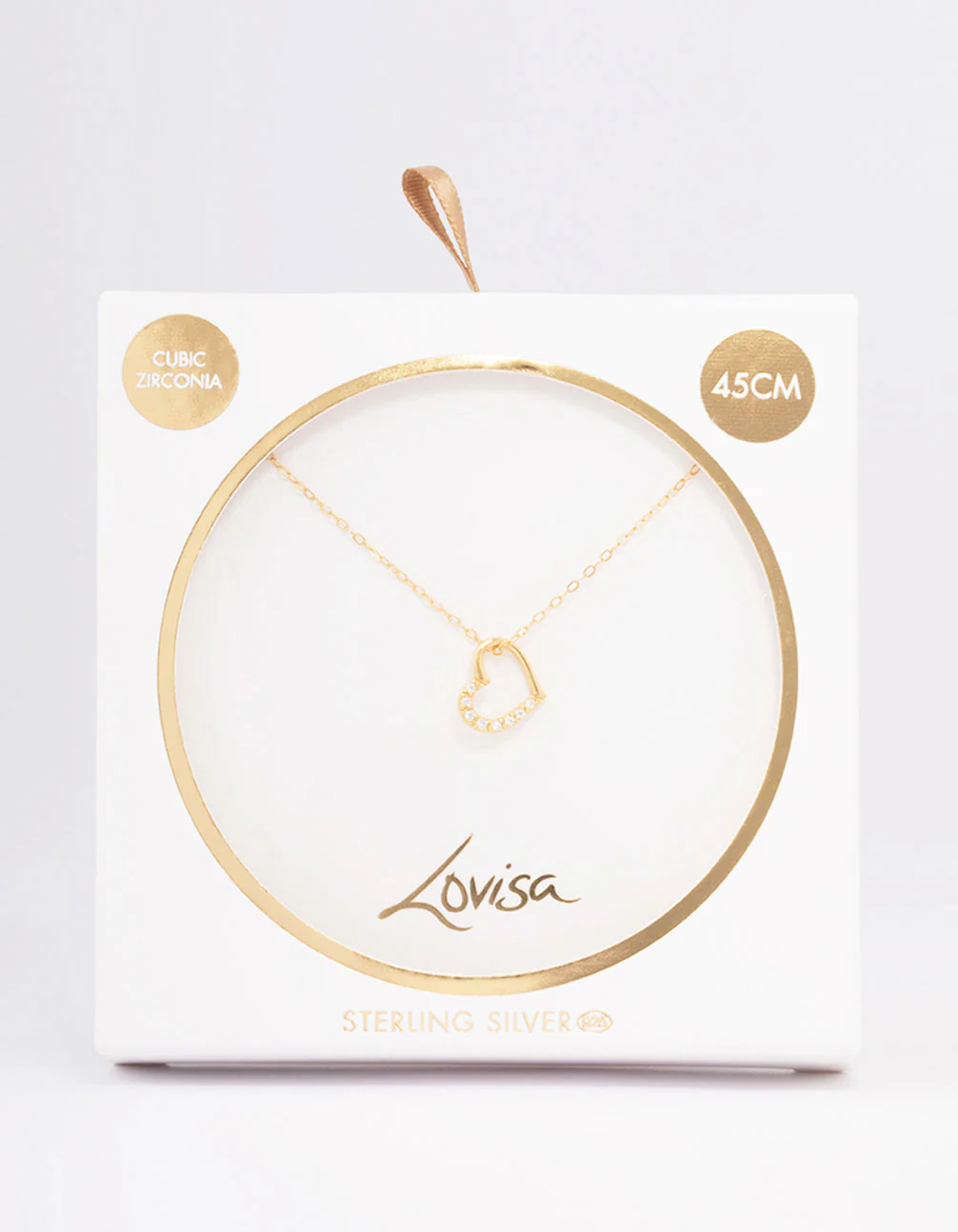 Gold Plated Sterling Silver Open Cubic Zirconia Heart Pendant Necklace - Image 2