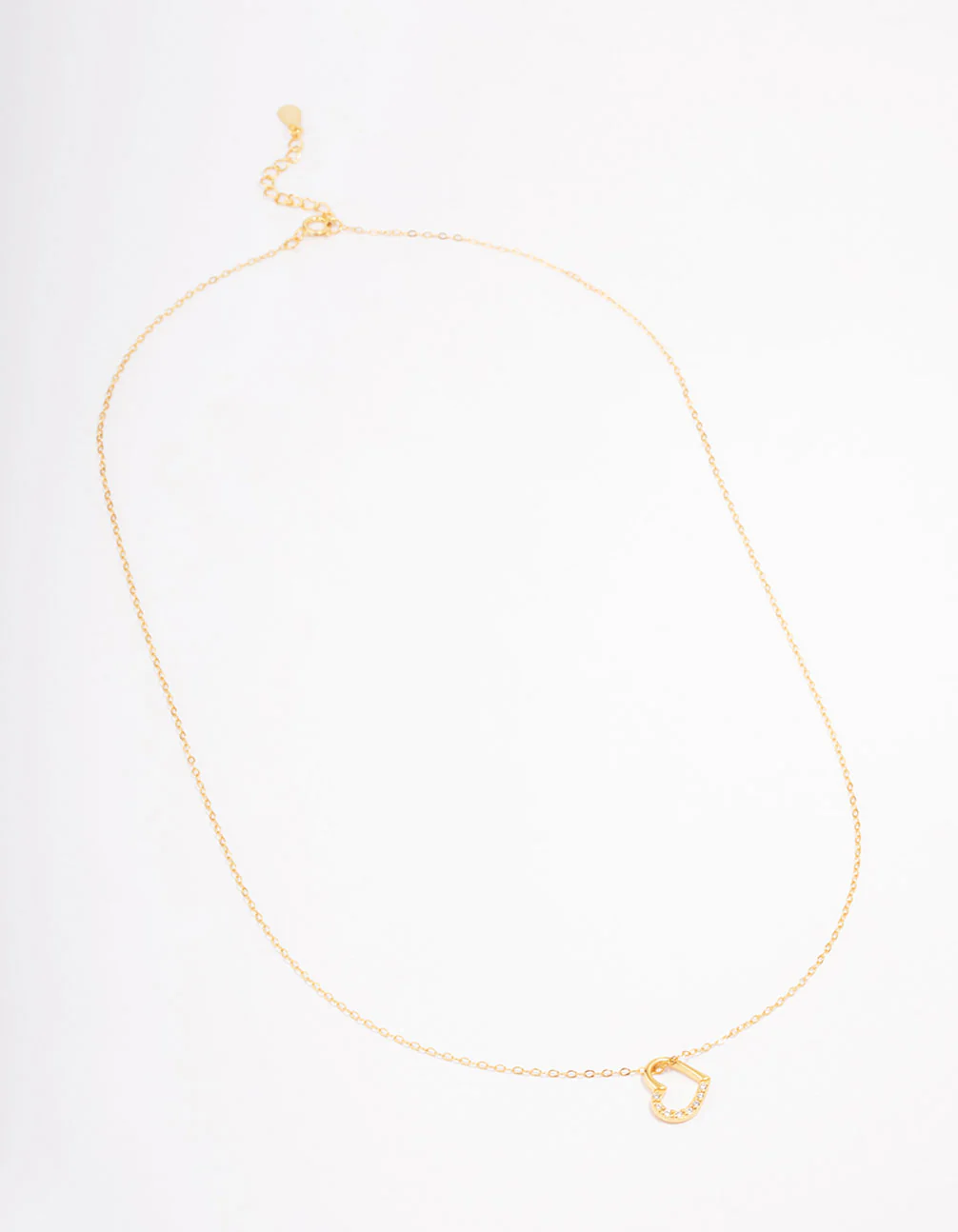 Gold Plated Sterling Silver Open Cubic Zirconia Heart Pendant Necklace - Image 3