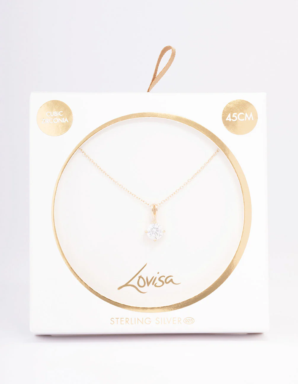 Gold Plated Sterling Silver Solitaire Pendant Necklace - Image 2