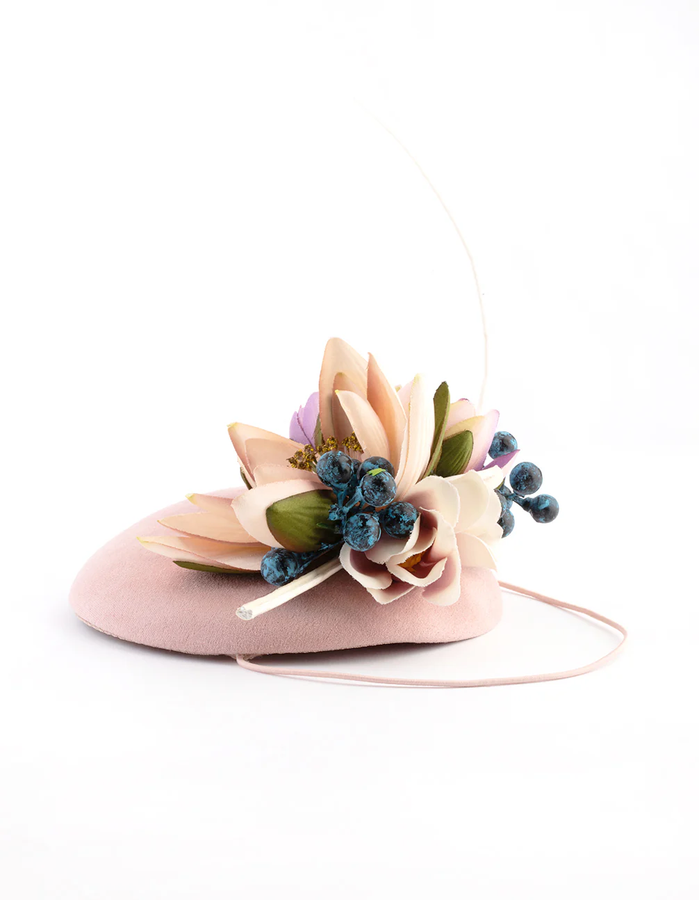 Blush Fabric Pillbox With Floral & Quill Detail - Image 3