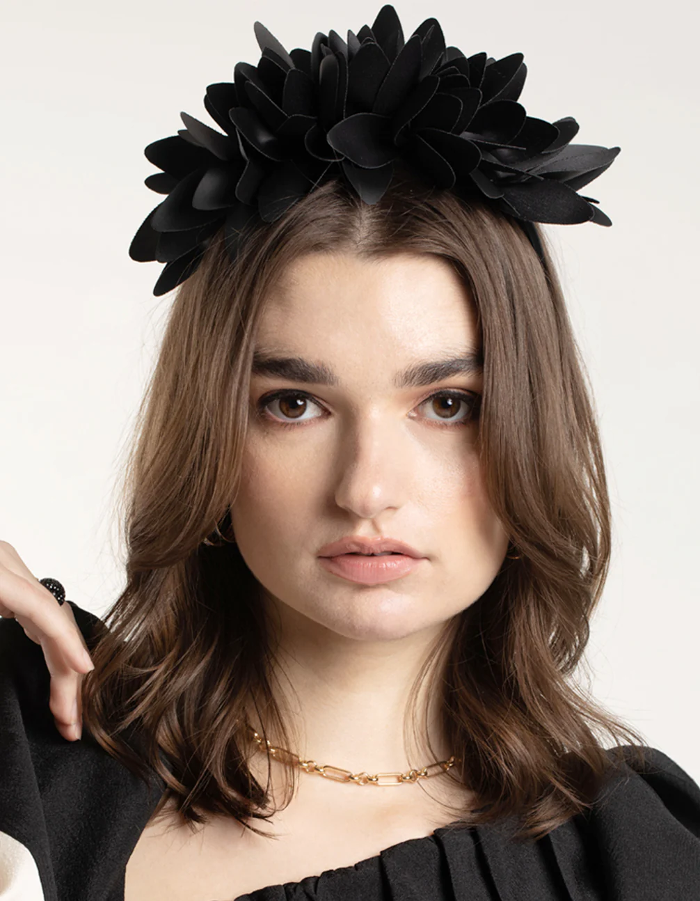 Black Petal Statement Headband - Image 2