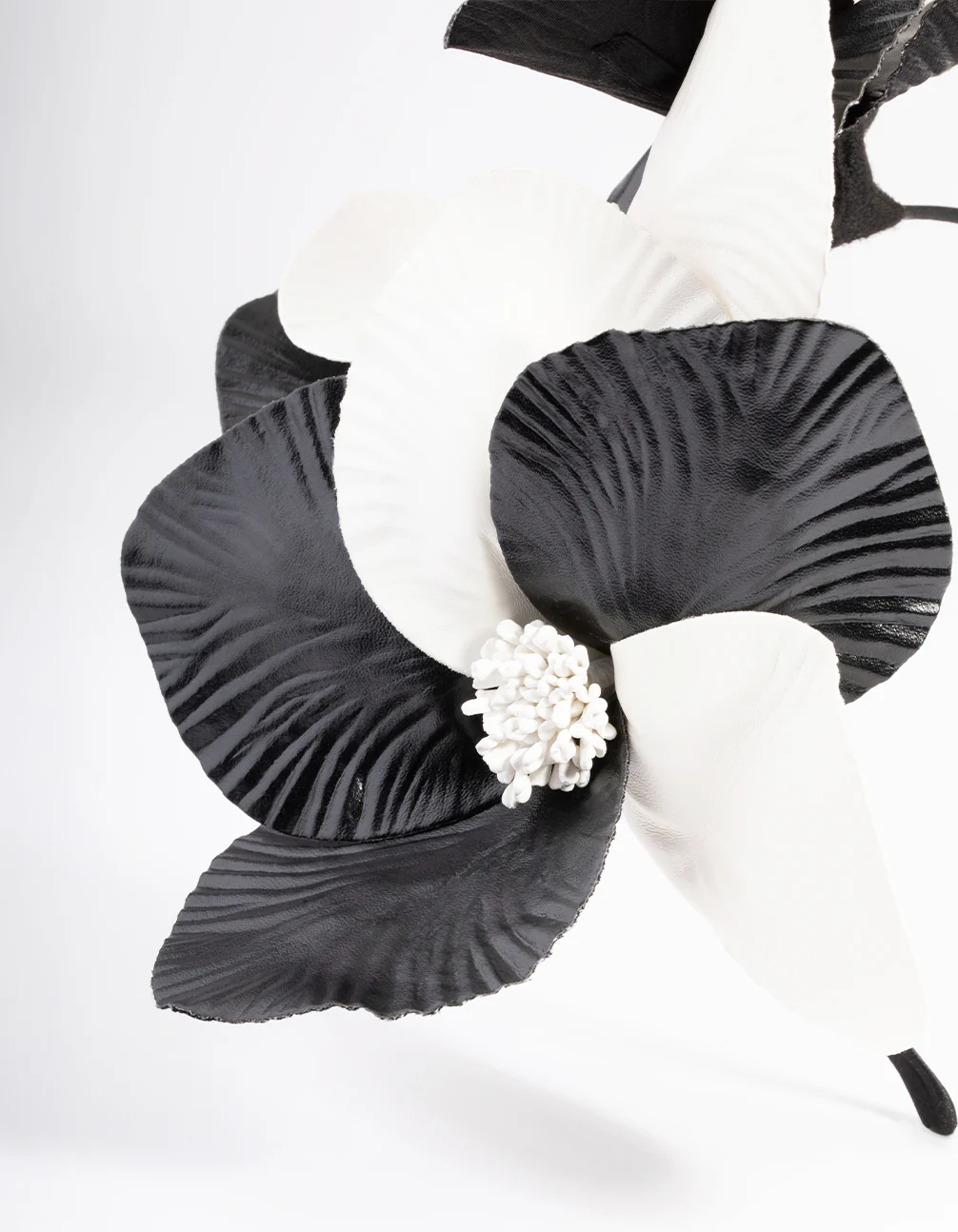 Black & White Faux Leather Petal Headband - Image 3