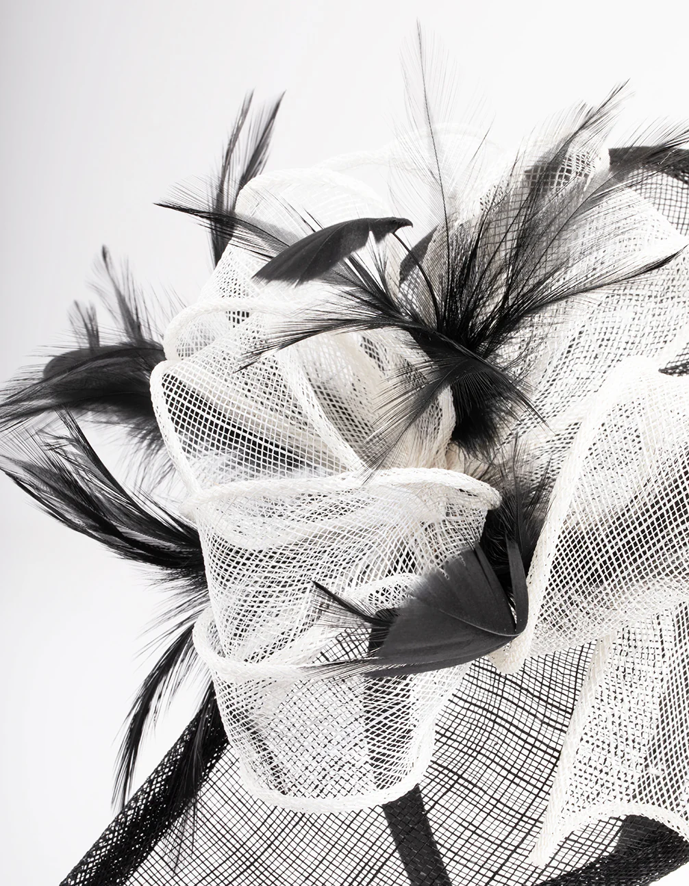 Black & White Sinamay Feathered Fascinator - Image 3
