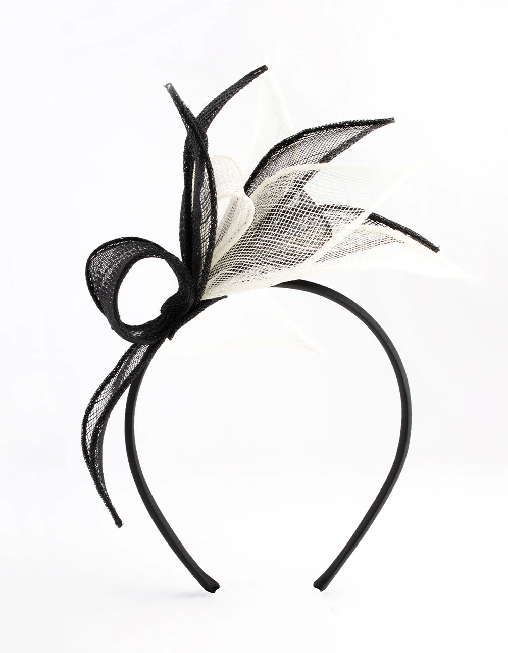 Black & White Petal Sinamay Fascinator - Image 3