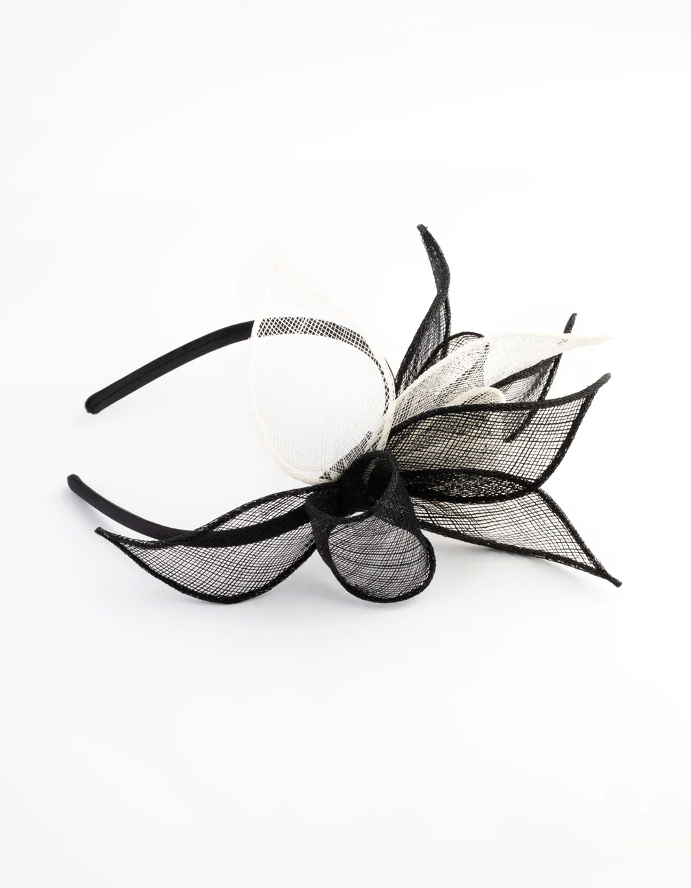 Black & White Petal Sinamay Fascinator - Image 4