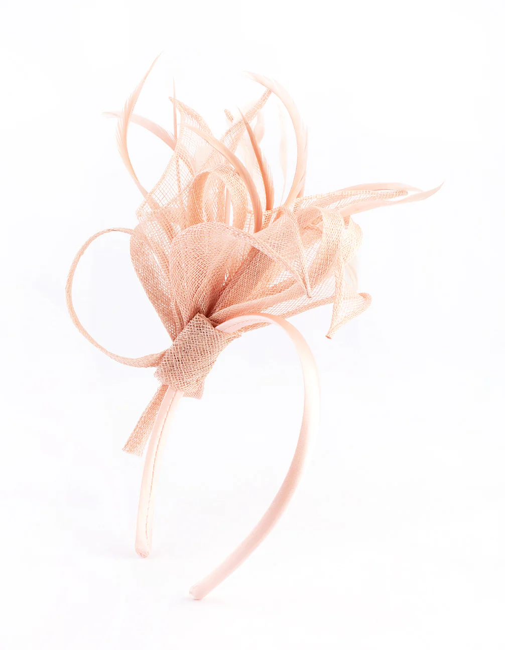 Blush Petal Looped Mesh Sinamay Fascinator - Image 3