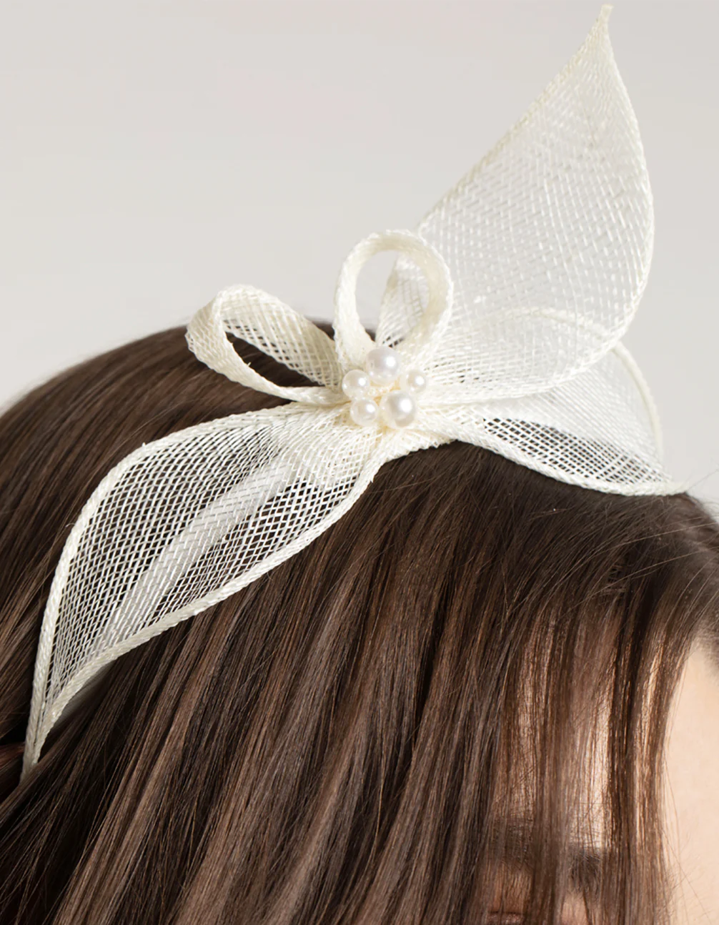 Sinamay Petal Fascinator with Pearl Trim - Image 2