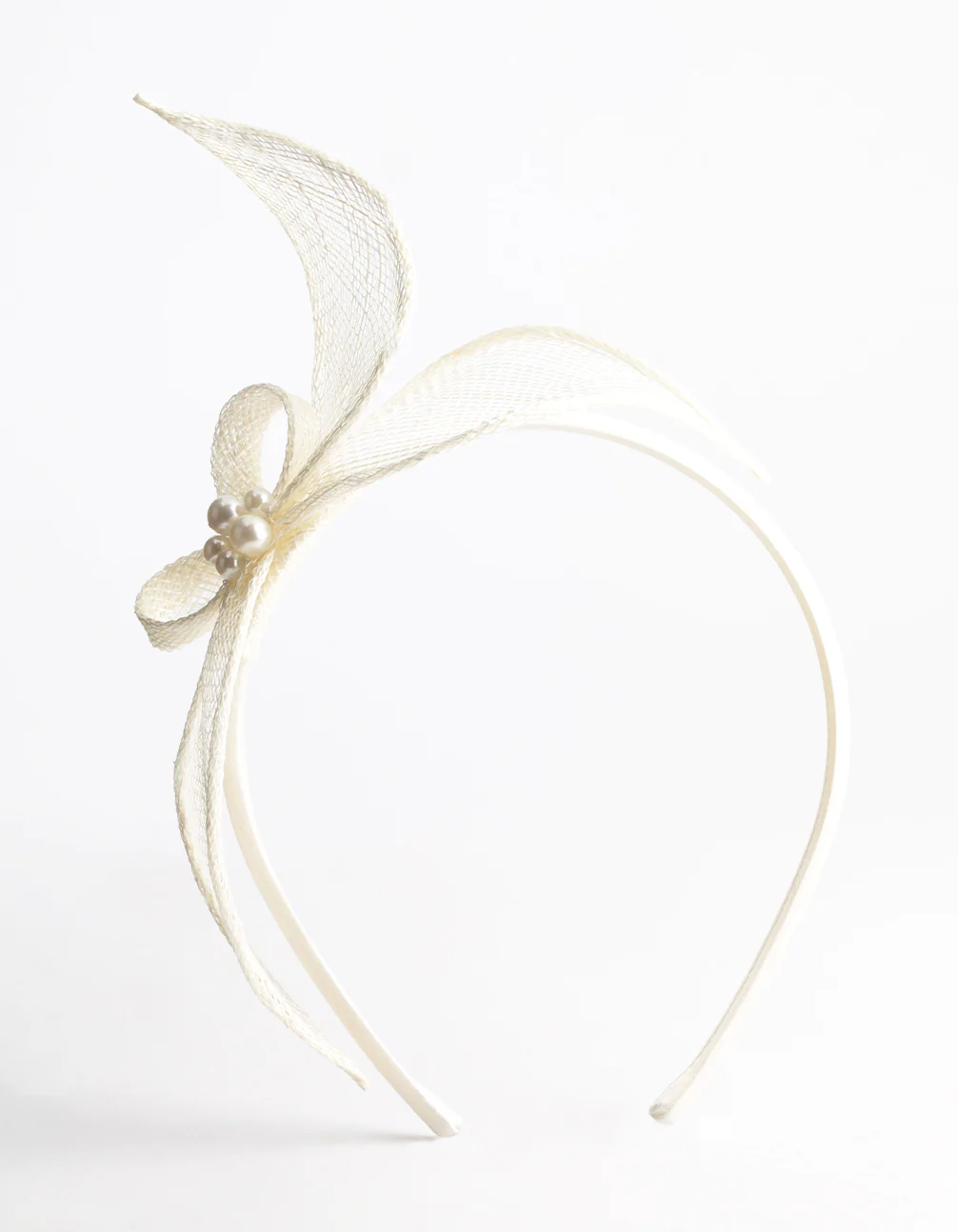 Sinamay Petal Fascinator with Pearl Trim - Image 3