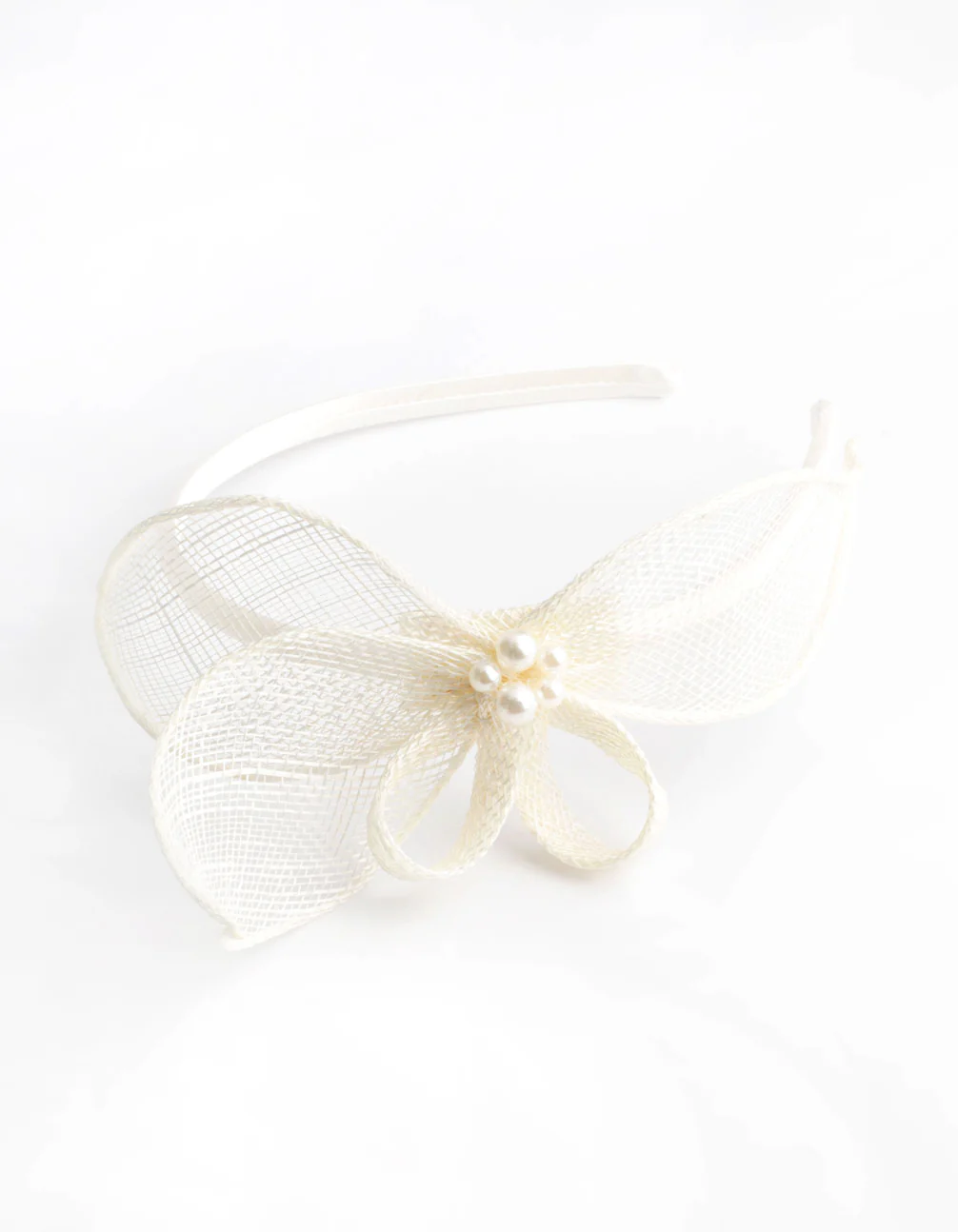 Sinamay Petal Fascinator with Pearl Trim - Image 4