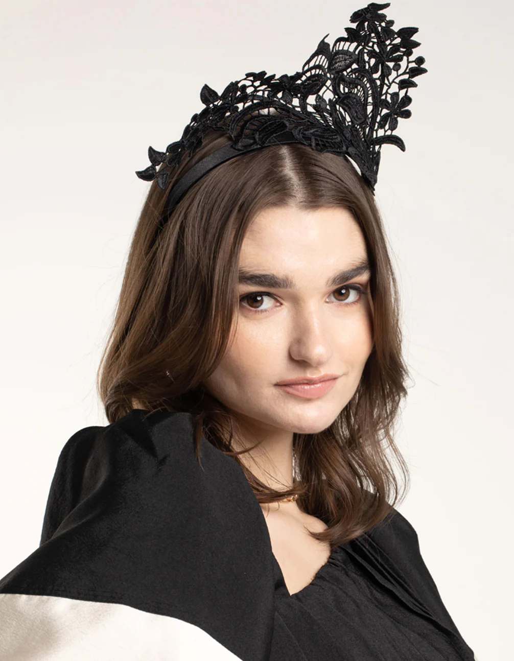 Black Lace Sculptured Fascinator - Image 5