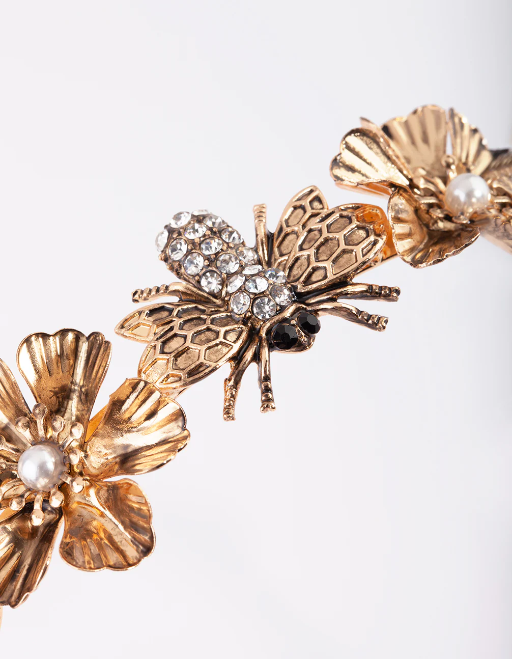 Antique Gold Bee & Flower Alice Band - Image 3