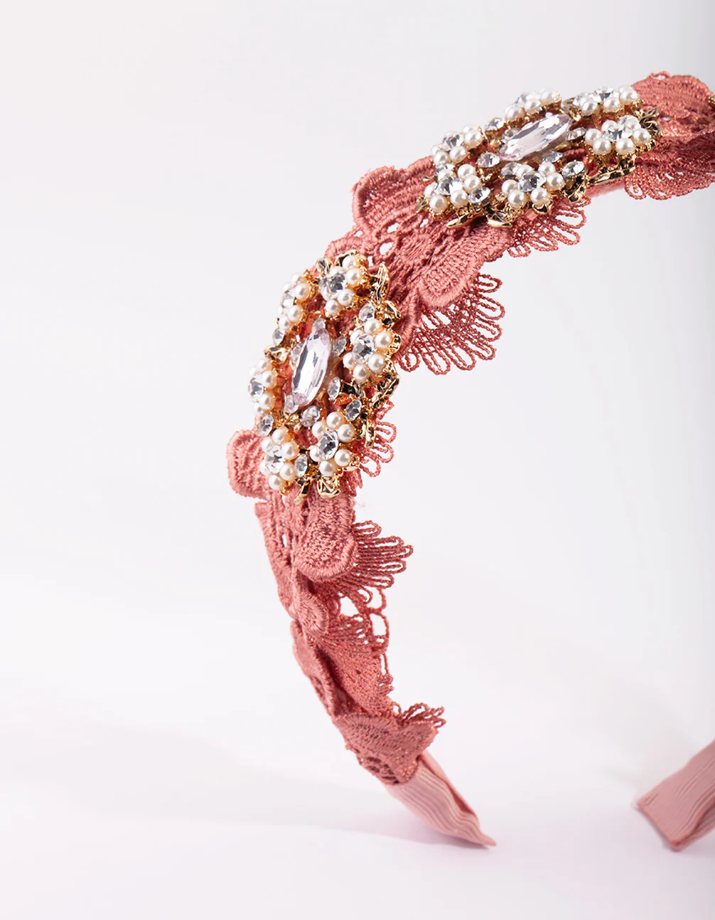 Flower & Embellished Lace Alice Band - Image 2