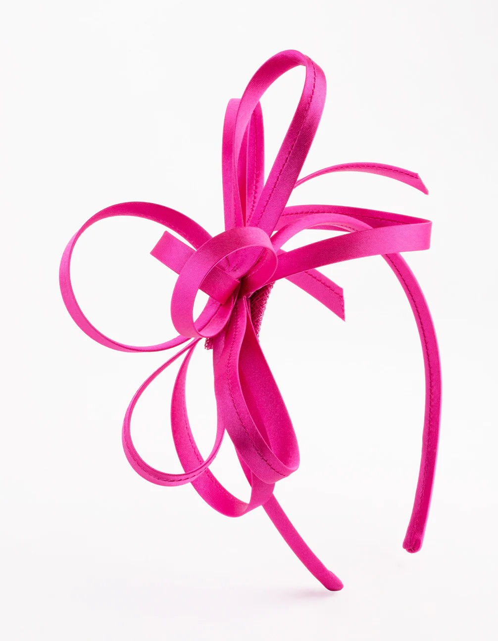 Pink Satin Fabric Looped Fascinator Headband - Image 2