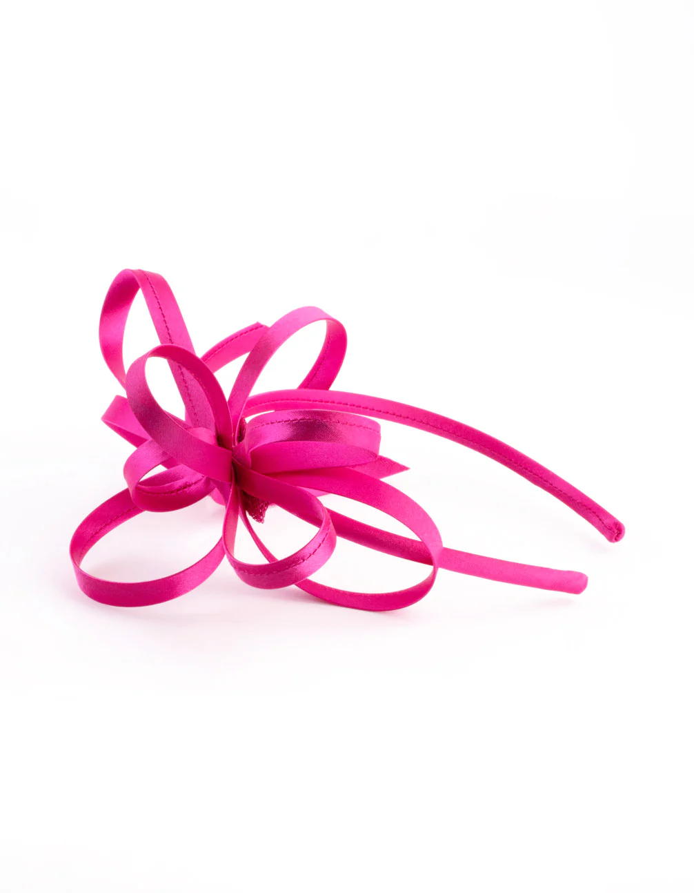 Pink Satin Fabric Looped Fascinator Headband - Image 3