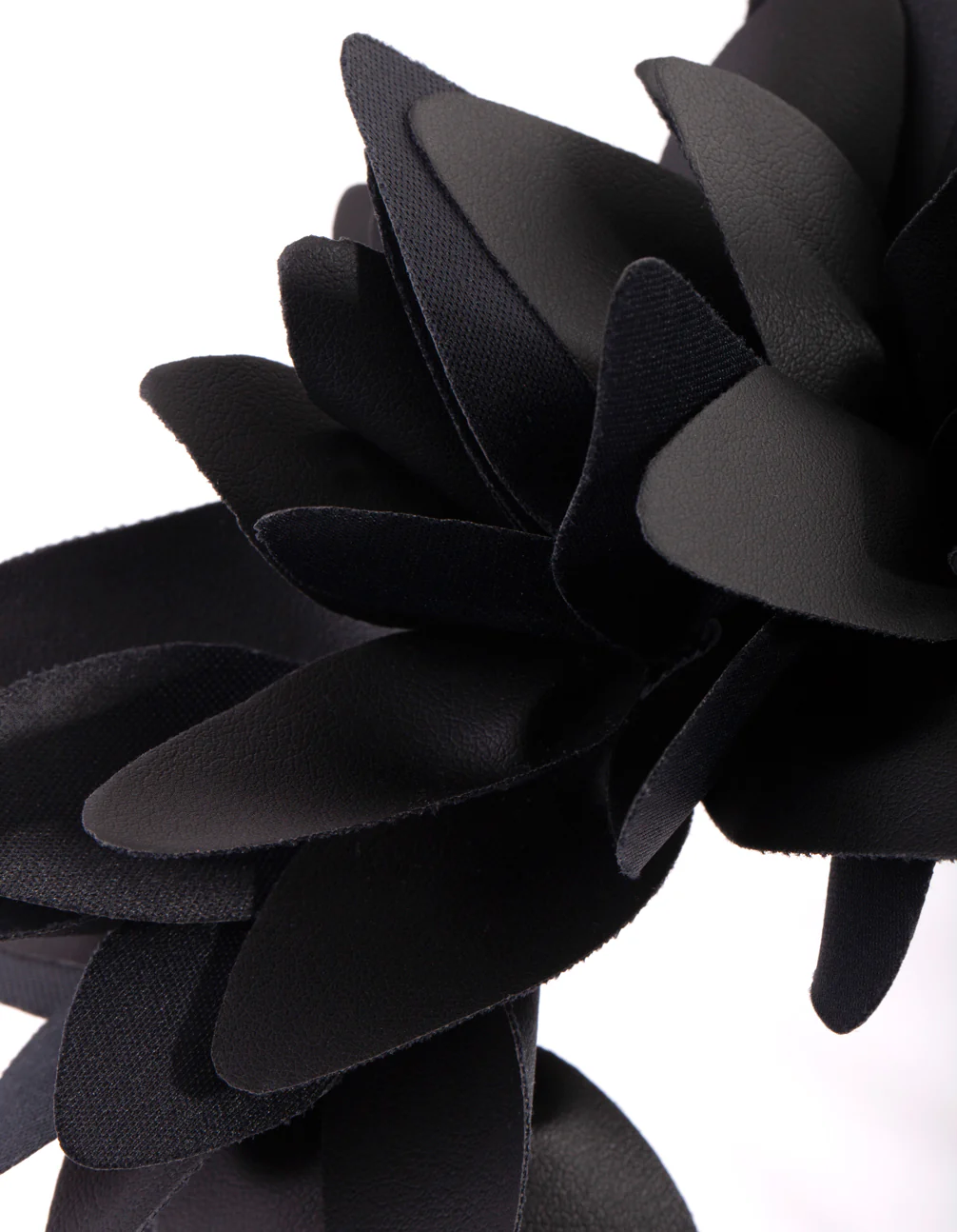 Black Statement Petal PU Leather Headband - Image 3
