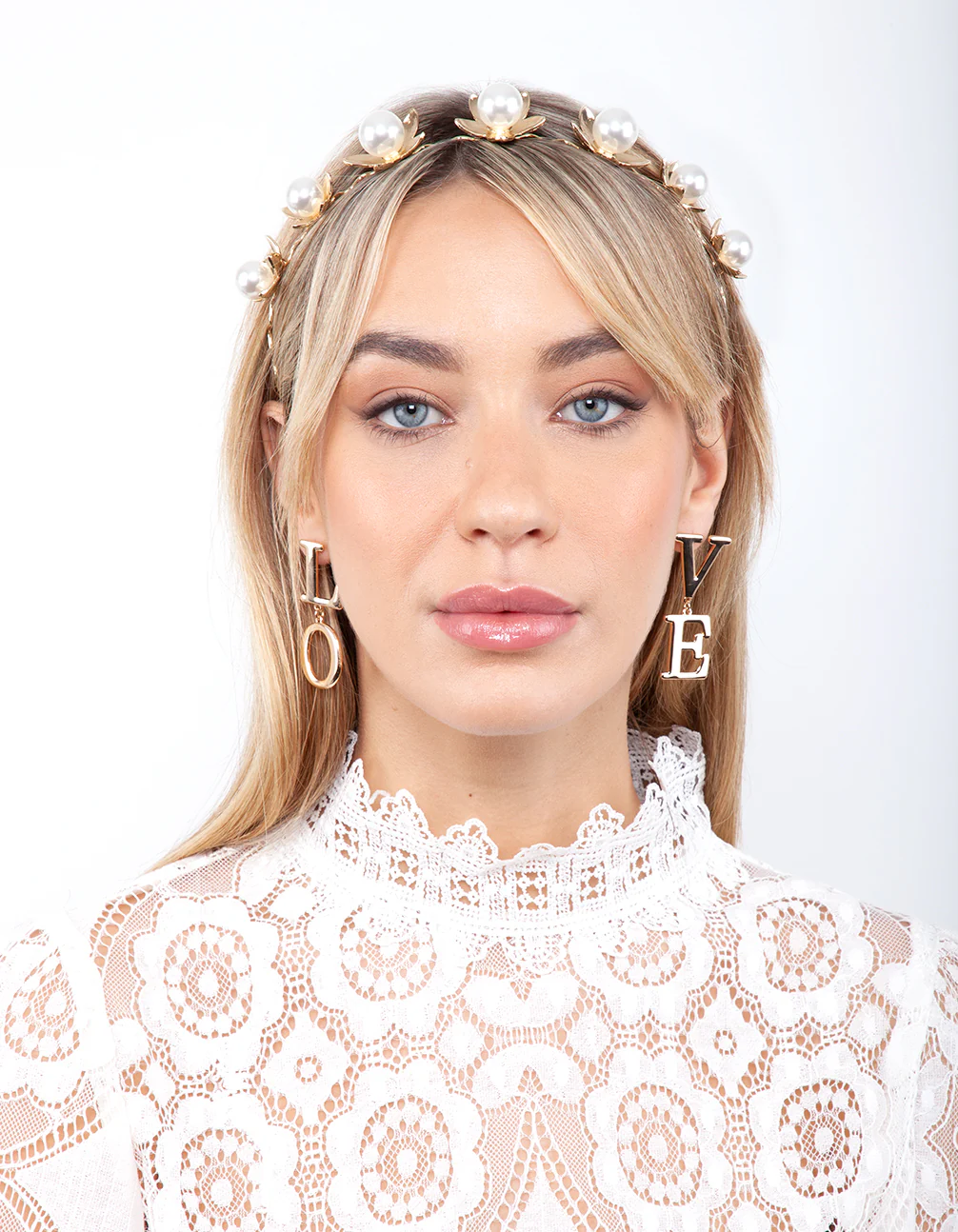 Gold Pearl Flower Headband - Image 2