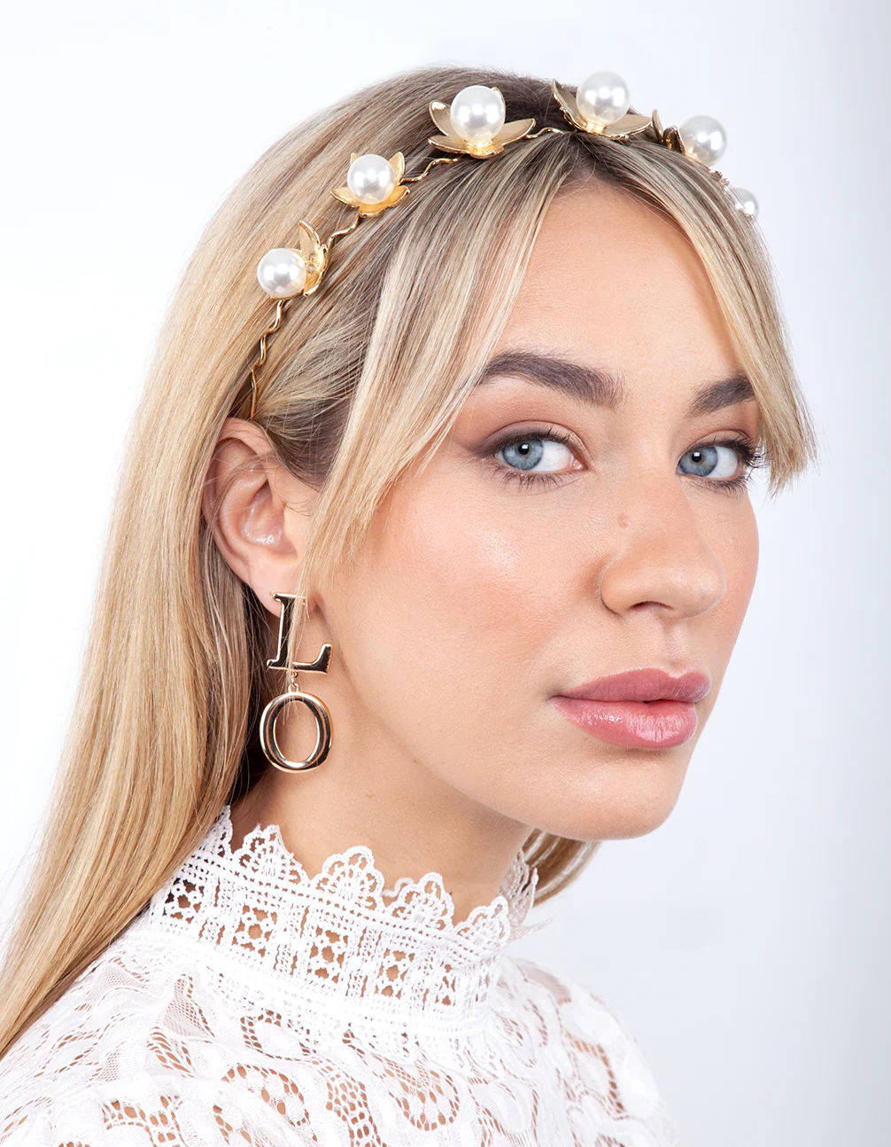 Gold Pearl Flower Headband - Image 3