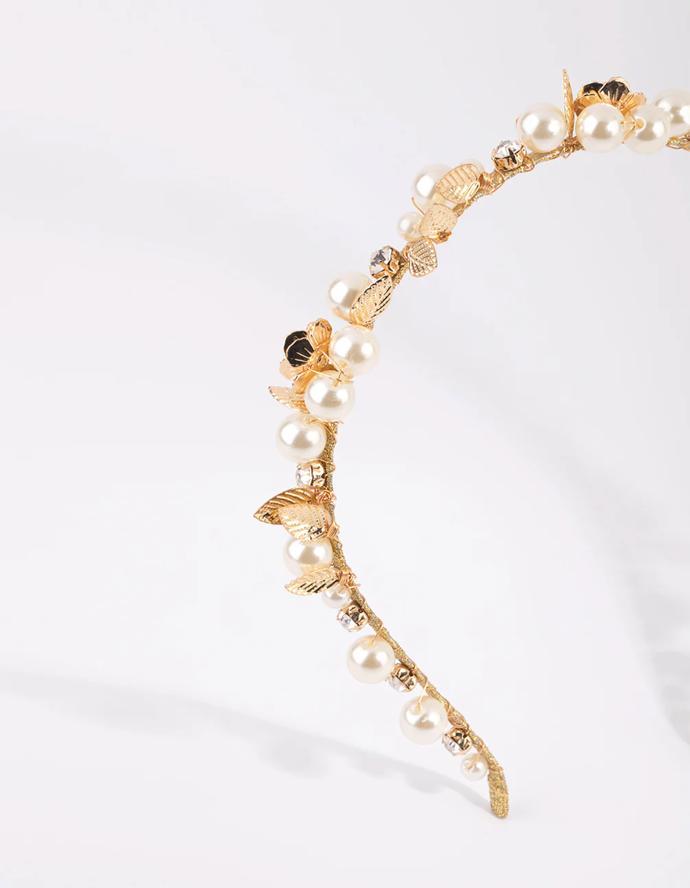 Gold Pearl & Flower Alice Band - Image 2