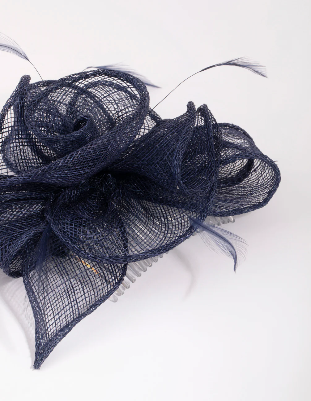 Navy Flower & Feather Comb - Image 2