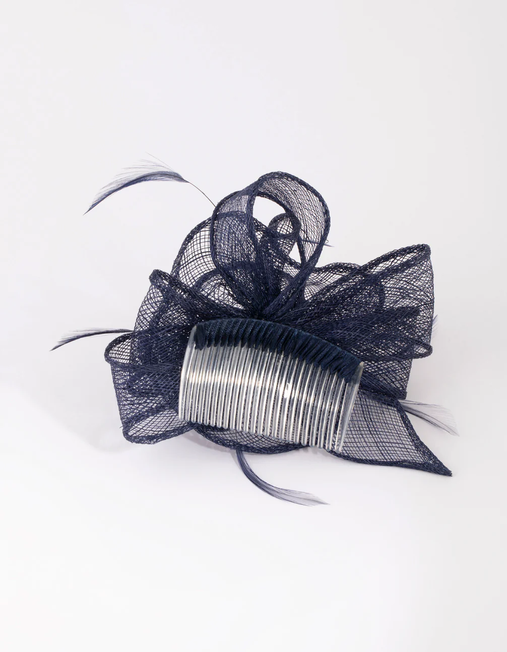 Navy Flower & Feather Comb - Image 3