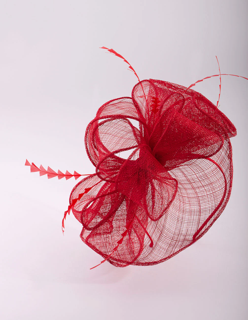 Triangular Red Feather Fascinator - Image 2