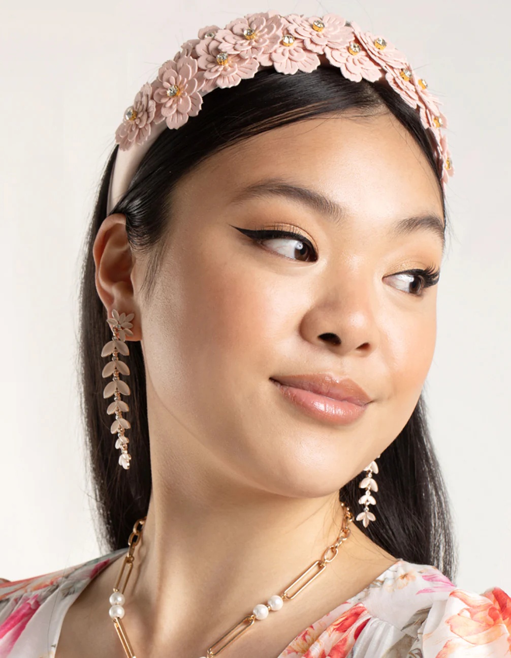 Fabric Floral Embellished Headband - Image 2
