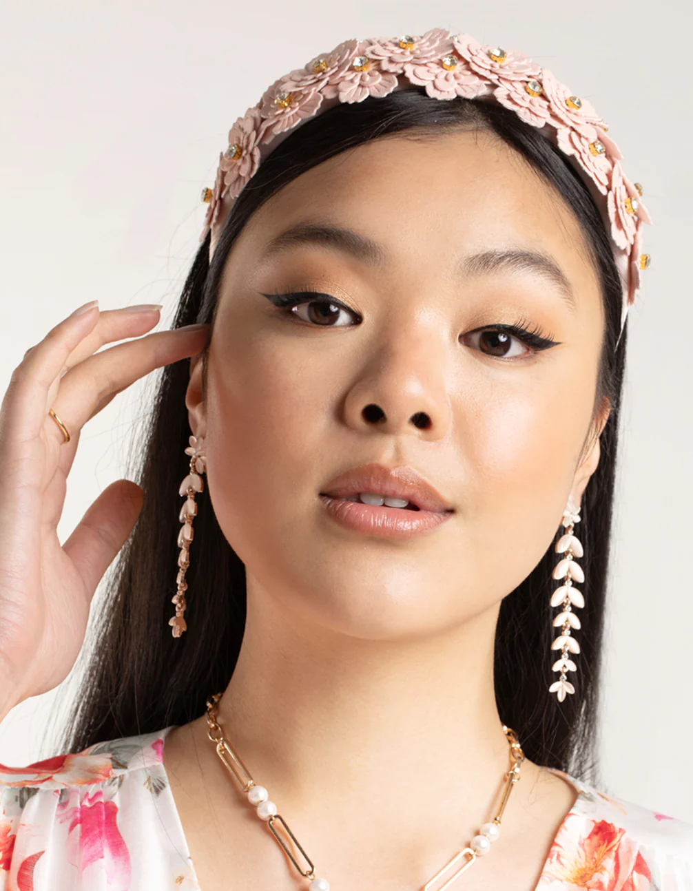 Fabric Floral Embellished Headband - Image 3