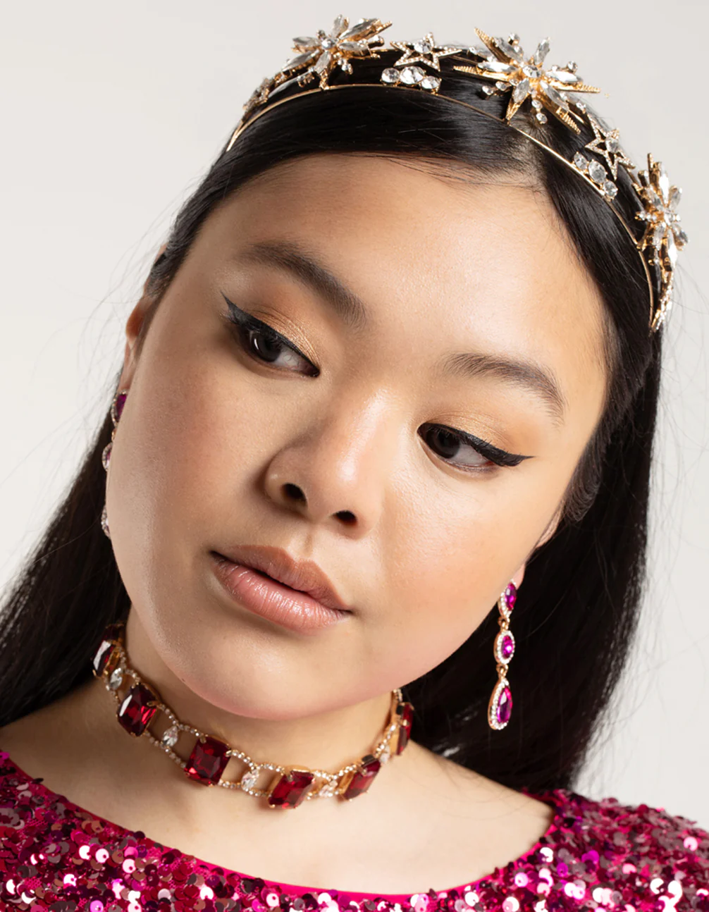 Metal Star Double Row Embellished Headband - Image 5