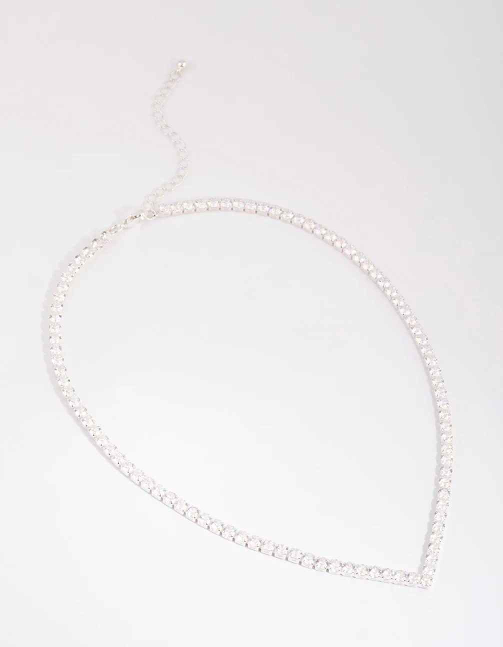 Silver Cubic Zirconia Cup Chain Pointed Tennis Necklace - Image 4