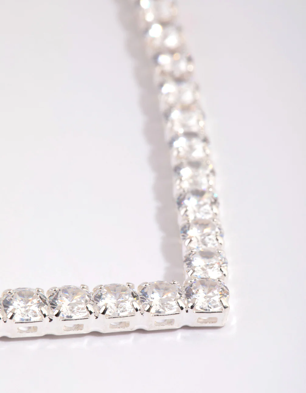 Silver Cubic Zirconia Cup Chain Pointed Tennis Necklace - Image 5