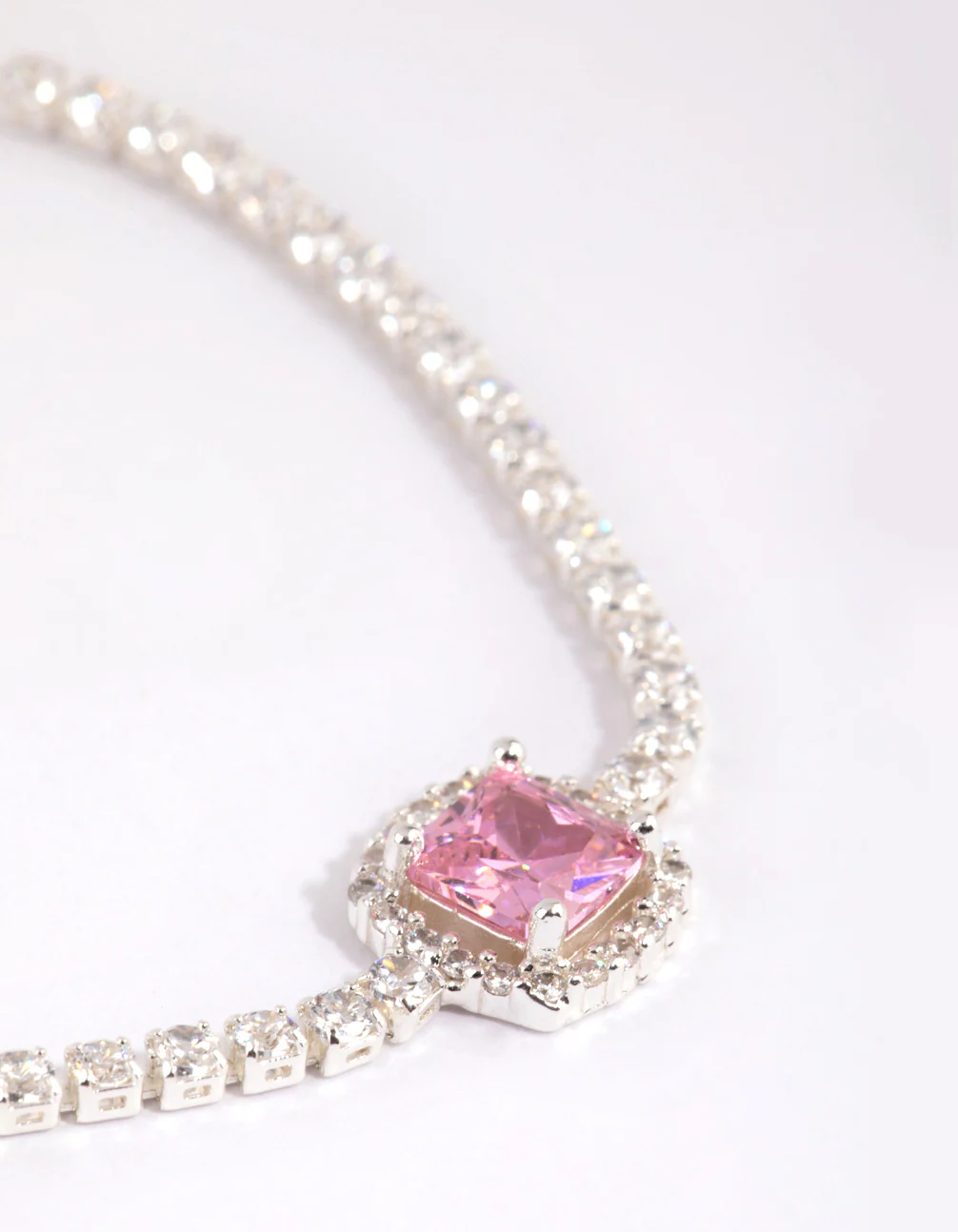 Silver Cubic Zirconia Square Halo Toggle Bracelet - Image 2