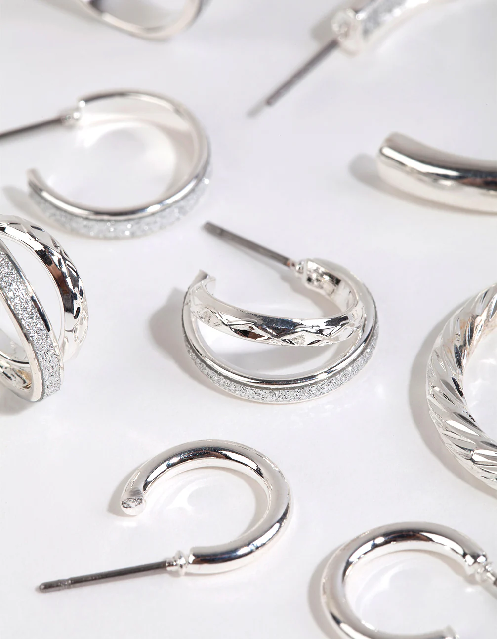 Silver Glitter Paper Earring 6-Pack - Image 2