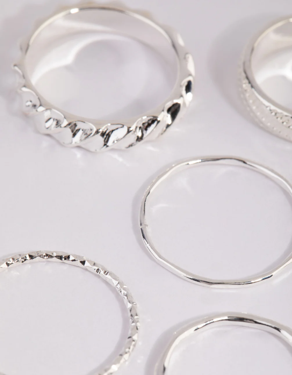 Silver Mixed Texture Ring Pack - Image 2