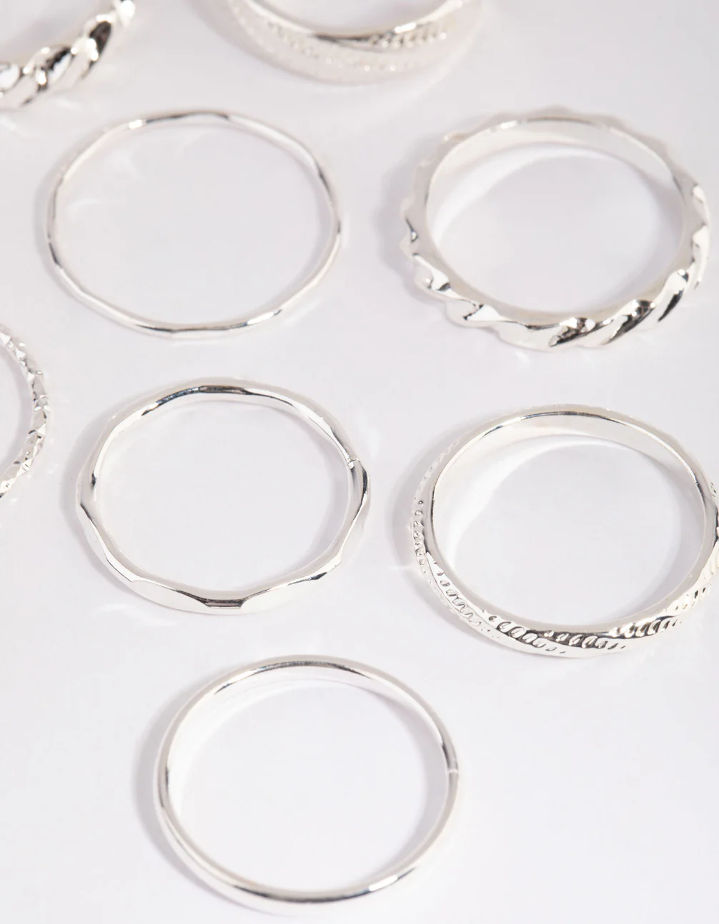 Silver Mixed Texture Ring Pack - Image 3