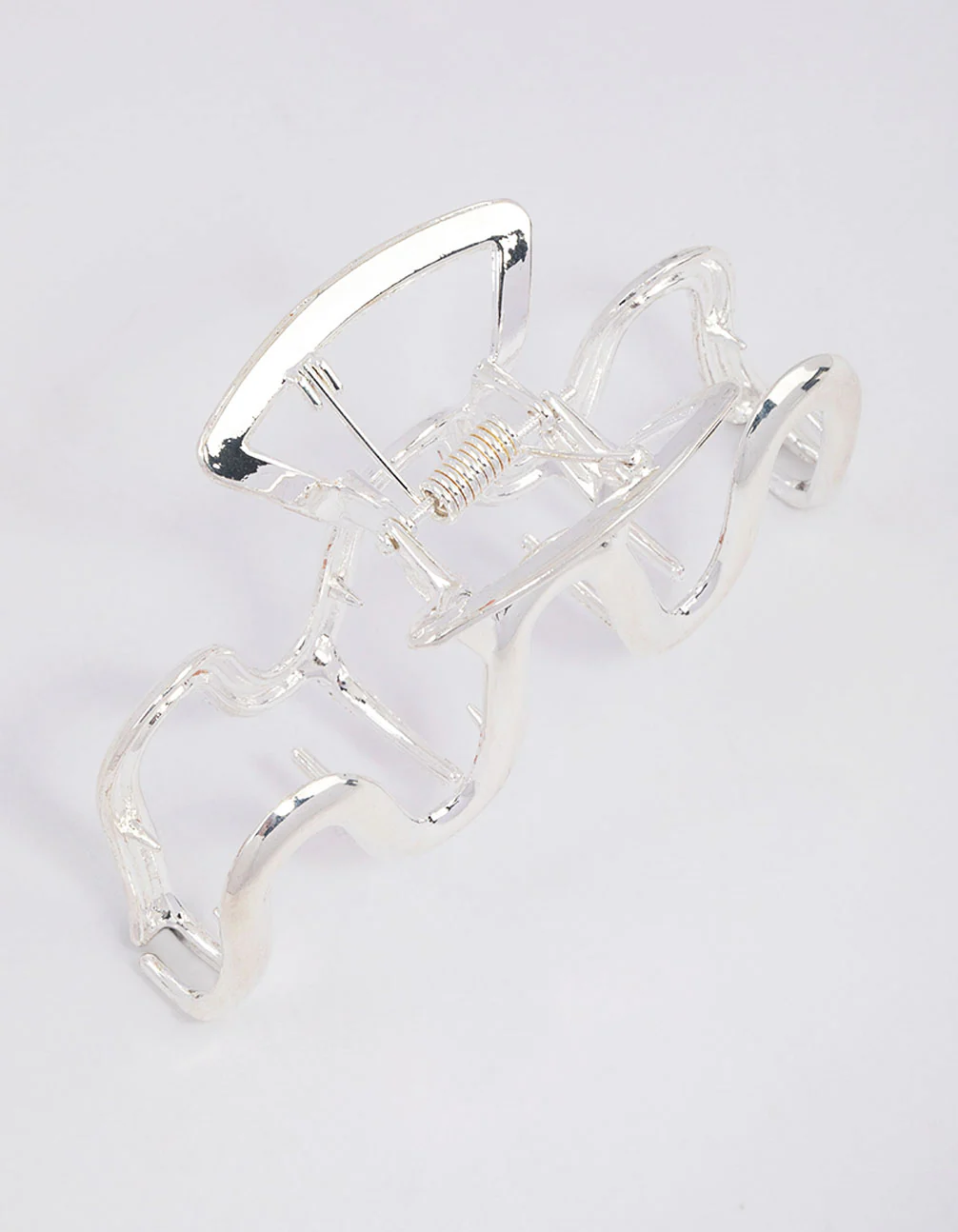 Silver Metal Wavy Hair Claw Clip - Image 3