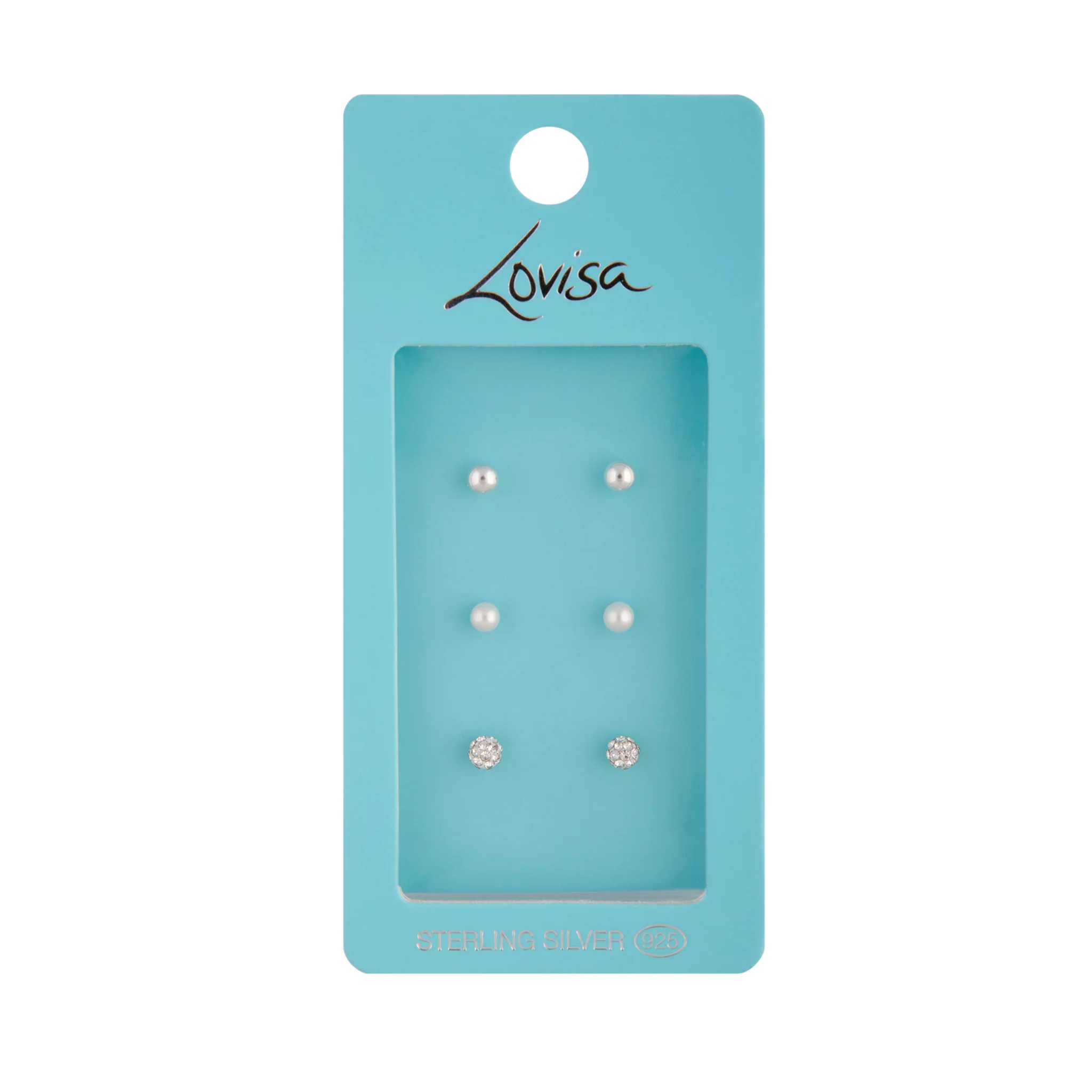 Sterling Silver Pearl Fireball Stud Earrings Trio - Image 2