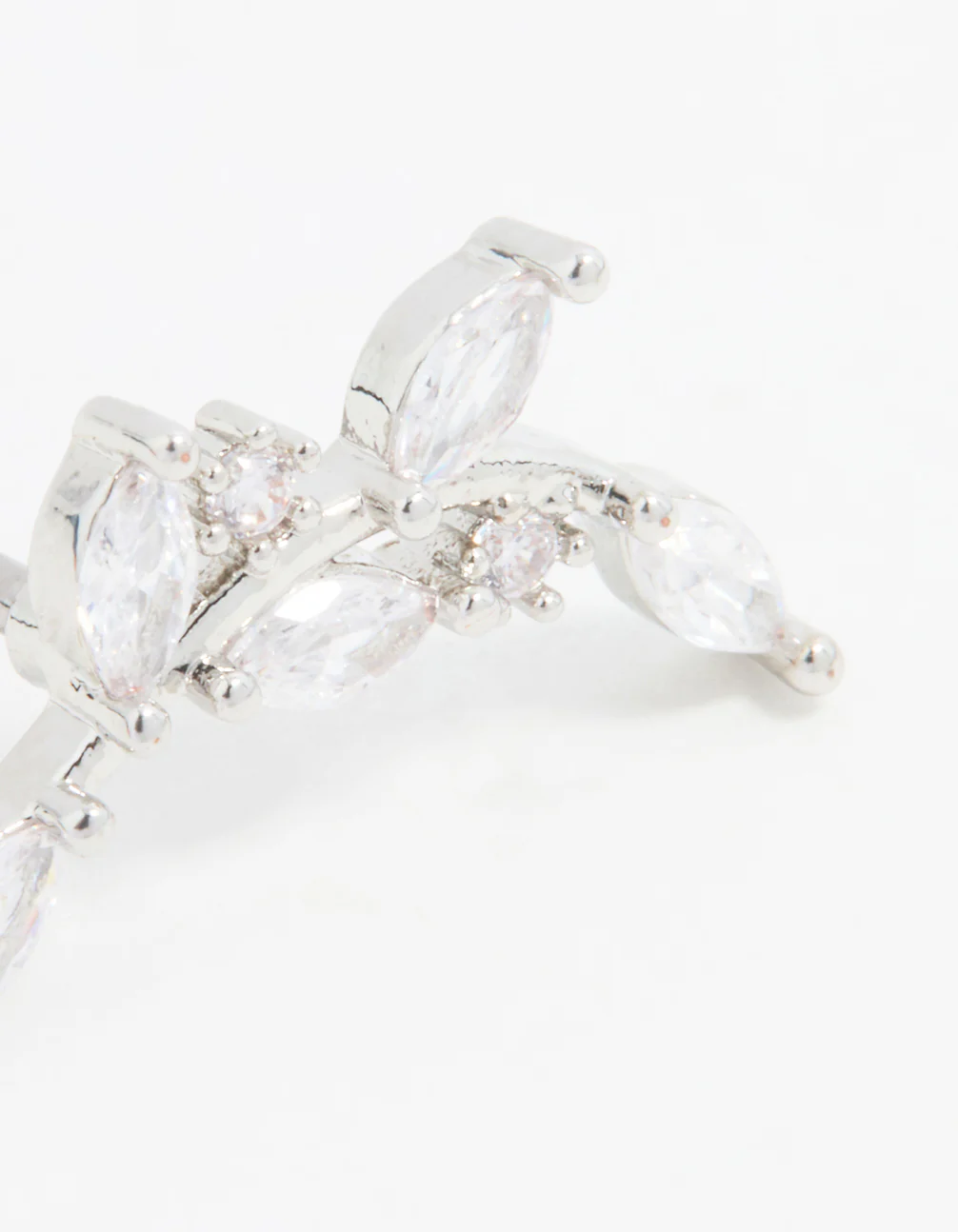 Stainless Steel Cubic Zirconia Curved Vine Single Flat Back Stud - Image 2