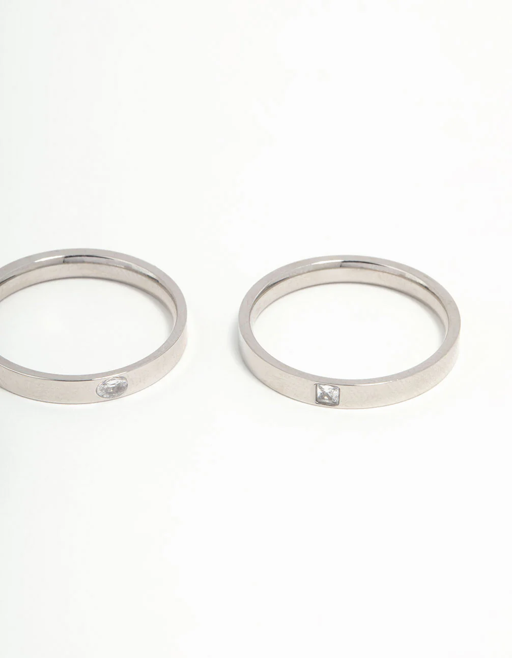Waterproof Stainless Steel Cubic Zirconia Rings 3-Pack - Image 3