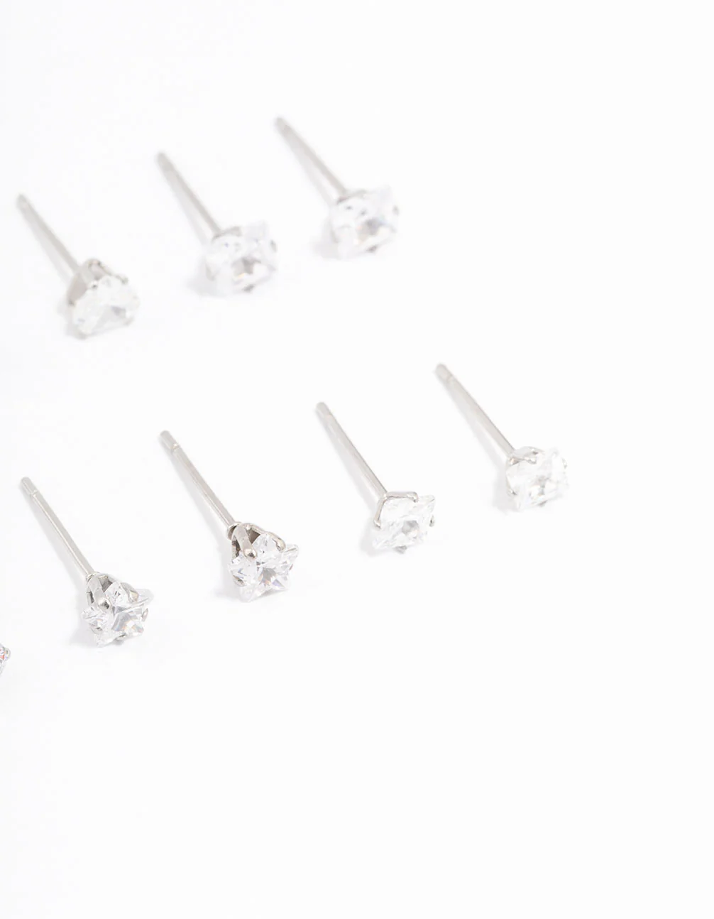 Waterproof Stainless Steel Cubic Zirconia Stud Earrings 6-Pack - Image 3