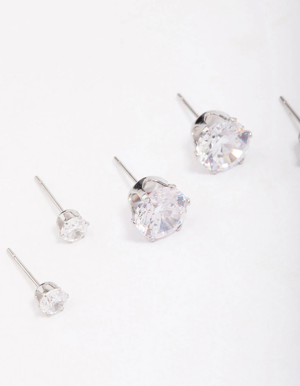 Waterproof Stainless Steel Graduating Cubic Zirconia Earring 3-Pack - Image 4