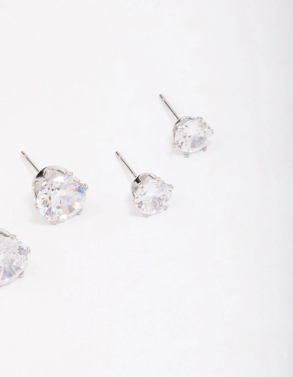 Waterproof Stainless Steel Graduating Cubic Zirconia Earring 3-Pack - Image 5