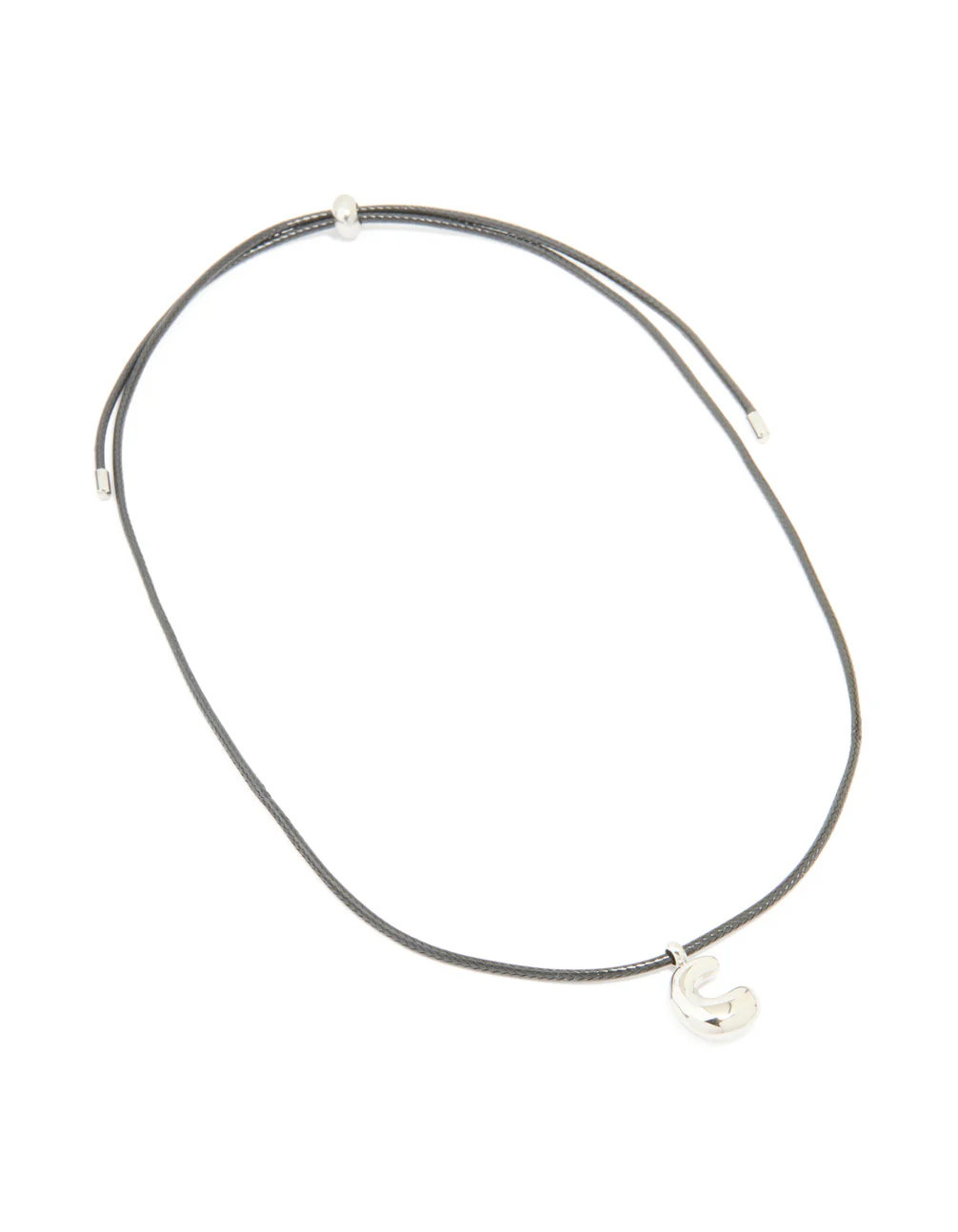 Waterproof Stainless Steel Large Bubble Letter C Cord Necklace - Image 4