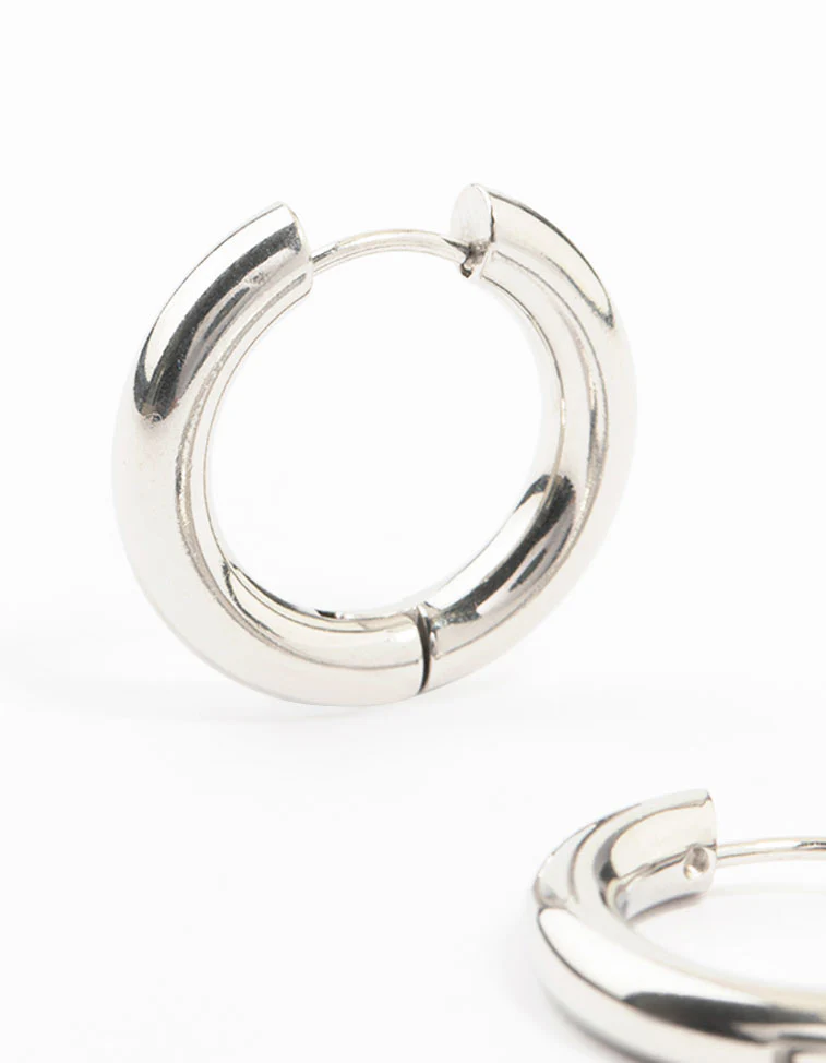 Waterproof Stainless Steel Thick Clicker Hoop Earrings 22 MM - Image 2