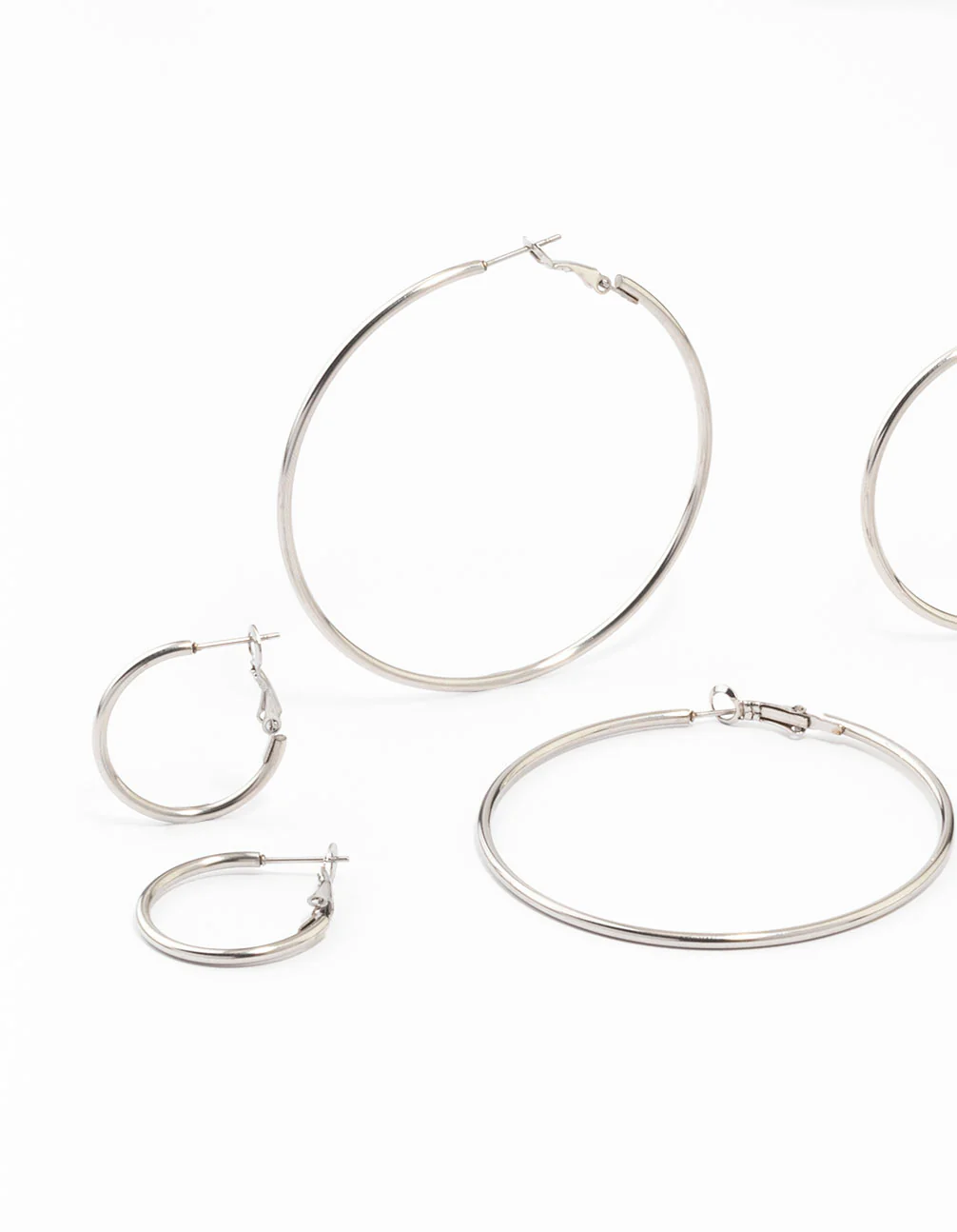 Waterproof Stainless Steel Thin Hoop Earrings 3-Pack - Image 2