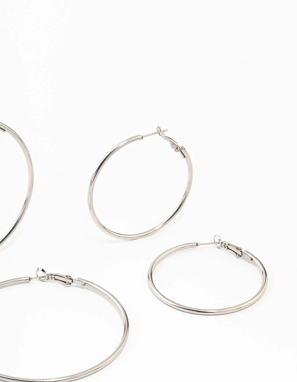 Waterproof Stainless Steel Thin Hoop Earrings 3-Pack - Image 3