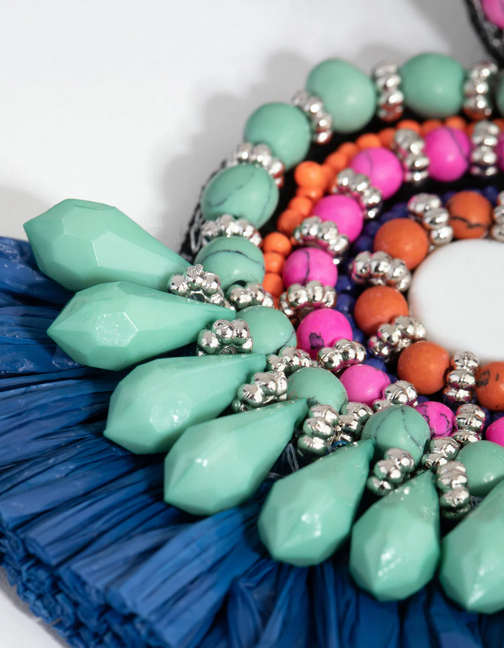 Beaded Paper Tassel Circle Drop Earrings - Image 3