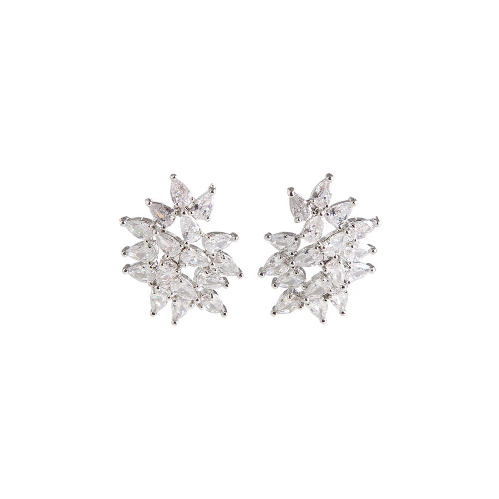 Statement Navette Crystal Cluster Stud - Image 3