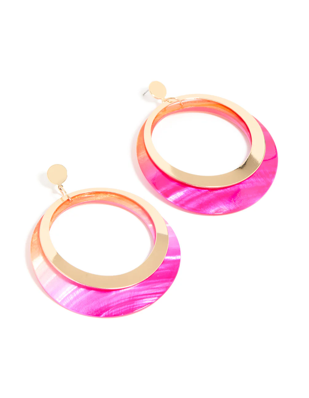 Gold Two Toned Drop Earrings - Image 2
